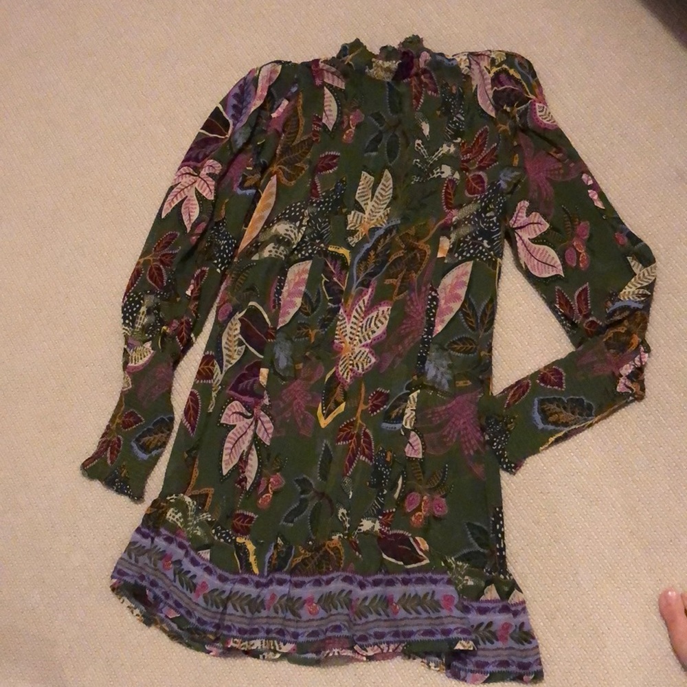 Farm Rio floral print green dress